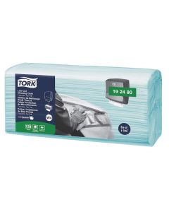 TOR192480 image(0) - Tork Molnlycke 192480 Top-Pak Low-Lint 1-Ply Cleaning Cloth, 4.3 in L x 14 in W Folded, Cloth, Turquoise