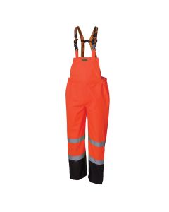 SRWV1200451U-S image(0) - Pioneer Pioneer - 300D Ripstop Waterproof Safety Bib Pant - Hi-Vis Orange - Size Small