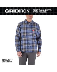 MLWM551U-XL image(0) - Milwaukee Tool GRIDIRON Flannel Shirt - Blue - XL