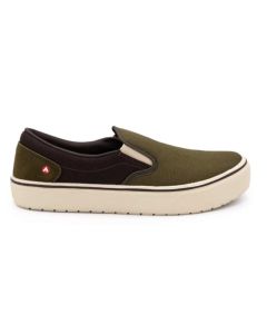FSIAW7001-9D image(0) - AIRWALK VENICE - Men's Canvas Slip On - CT|EH|SF|SR - Military Olive / Chocolate Brown - Size: 9 - D - (Regular)