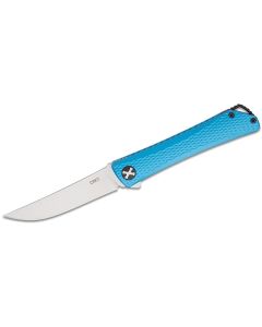 CRK7540 image(0) - CRKT (Columbia River Knife) Kalbi 440 Satin Plain Blade Folding Knife with Liner Lock Aluminum Handle - Blue