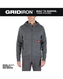 MLWM250G-L image(0) - Milwaukee Tool GRIDIRON Full-Zip Hoodie- Gray- L