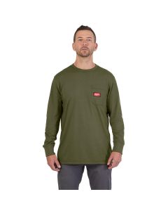 MLW606GN-S image(0) - Milwaukee Tool GRIDIRON Pocket T-Shirt - Long Sleeve Green S