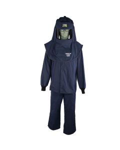 OBRLNS2STB-M image(0) - OBERON Suit Kit - Arc Flash - 12 Cal LAN - Comes with 12 cal TCG Arc Shield, Balaclava Sock Hood, Coat and Bib Overalls - Color: Navy Blue - Size: Medium