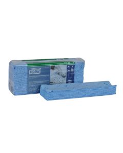 TOR192578 image(0) - Tork Molnlycke 192578 Top-Pak Industrial Low Lint Cleaning Cloth, 12.83 in L x 15.35 in, 80, Polypropylene, Blue, 1 Plys