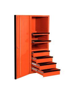 EXTEX2404SCQOK image(0) - Extreme Tools EXQ Series 24in W x 30in D 4 Drawer and 3 Shelf Professional Side Cabinet - Orange w Black Handles