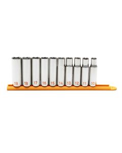 KDT80704H image(0) - GEARWRENCH 10 Piece 1/2" Drive 6 Point Metric Hi-Viz Deep Socket Set