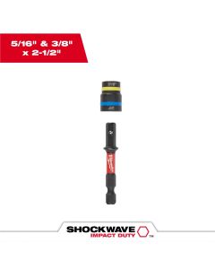 MLW49-66-4543 image(0) - Milwaukee Tool SHOCKWAVE Impact Duty 5/16&rdquo; and 3/8&rdquo; x 2-1/2&rdquo; QUIK-CLEAR 2-in-1 Magnetic Nut Driver