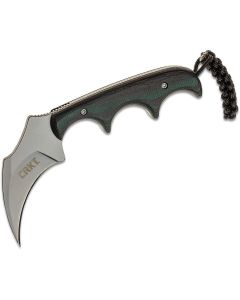 CRK2389 image(0) - CRKT (Columbia River Knife) Keramin 5Cr15MoV Bead Blast Plain Blade Fixed Blade Knife with Sheath Micarta Handle - Green/Black