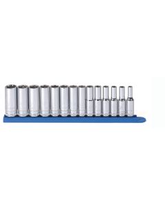 KDT80554 image(0) - GearWrench 14 Piece 3/8 Inch Drive 6 Point Deep Metric Socket Set