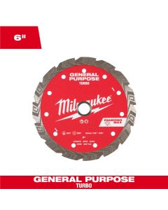 MLW49-93-9106 image(0) - Milwaukee Tool 6 inch DIAMOND MAX Turbo General Purpose Diamond Blade