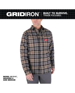 MLWM551G-S image(0) - Milwaukee Tool GRIDIRON Flannel Shirt - Gray - S