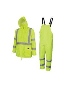 SRWV1080360U-2XL image(0) - Pioneer 150D Oxford Poly/PVC Waterproof Rainsuit  - Color:  Hi-Viz Yellow/Green  - Size: 2XL