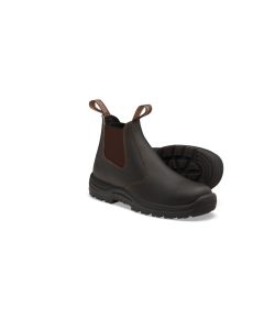 BLU490-070 image(0) - Blundstone Soft Toe Elastic Side Slip-on Boot, Water Resistant, Kick Guard, Stout Brown, AU size 7, US size 8