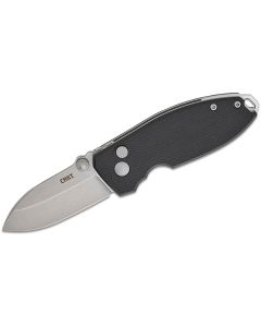 CRK2474 image(0) - CRKT (Columbia River Knife) Squid D2 Stonewash Plain Blade Folding Knife with Button Lock G10 Handle - Black