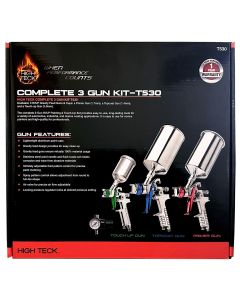 HITT530 image(0) - High Teck Products T530 Performance Series Complete 3-Gun HVLP Paint and Touch Up Set, Aluminum