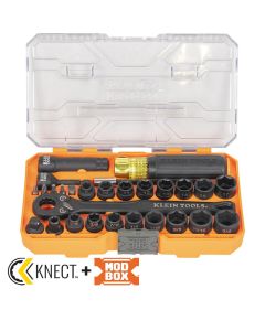 KLE65400KNECT image(0) - Klein Tools KNECT Essential Pass Through Impact Socket Set, SAE, Metric, 28-Piece