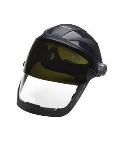 SRW14230 image(0) - Jackson Safety Face Shield - QUAD 500 Premium Multi-Purpose Series - 9' x 12.125' x 0.060" Window - Clear AF with Shade 5 IR Flip Visor - 370 Speed Dial Headgear
