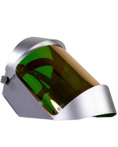 OBR2148R500 image(0) - OBERON Face Shield with Ratcheting Headgear - Heat Reflective - Window: Green Gold - With Lower Crown and Shield Extender