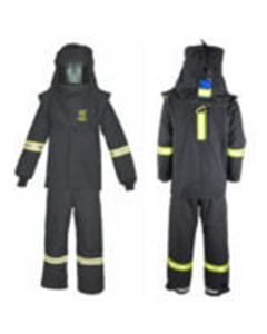 OBRTCG75B-ES-M image(0) - OBERON Suit Kit - Arc Flash - 75 Cal TCG - Comes with Hood, Coat and Bib Coveralls - With Escape Strap - Color: Black - Size: Medium
