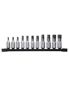 MLW48-22-9543 image(0) - Milwaukee Tool 11pc 3/8" Drive Hex Bit Socket Set - Metric