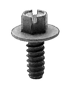 AVC16421 image(0) - AUVECO 16421 Slotted Hex Washer Head B Point License Plate Screw, #14 Screw x 5/8 in L, Black E-Coat