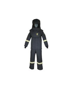 OBRTCG4B-XL-HVSL image(0) - OBERON Suit Kit - Arc Flash - 40 Cal TCG - Comes with Hood, Coat, Bib Coveralls and  Fresh Air Arc Flash Hood Ventilation System & Light - Color: Black - Size: XL