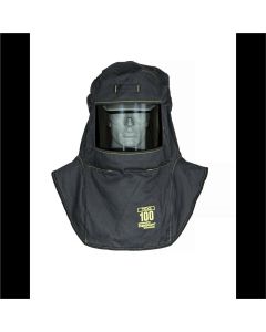 OBRTCG100-A3 image(0) - OBERON Hood with A3 Hard Hat Adapters - Arc Flash - 100 Cal TCG - Color: Black - Window: True Color Grey (TCG)