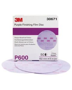 MMM30671 image(0) - 3M 30671 260L Series Abrasive Disc, 6 in Dia, P600 Grit, Hook and Loop, Purple