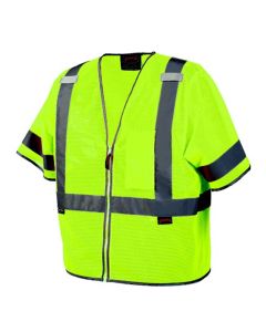 SRWV1023960U-S image(0) - Pioneer Mesh Short Sleeve Safety Vest  - Color:  Hi-Vis Yellow/Green  - Size: S