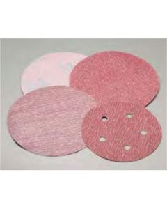 NOR70019 image(0) - Carborundum Abrasives Carbo Premier Red 70019 Dri-Lube Grip-On Sanding Disc, 3 in, P80 Grit, Aluminum Oxide