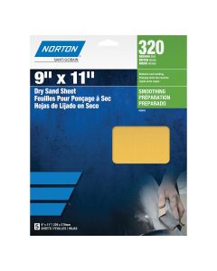 NOR00629 image(0) - Norton Gold Reserve 00629 A296 Series Sanding Sheet, 9 in W x 11 in L, P320 Grit, Extra Fine Grade