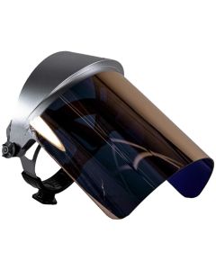 OBR2191R500 image(0) - OBERON Face Shield with Ratcheting Headgear - Heat Reflective - Window: Didymium Gold - With Lower Crown and Shield Extender