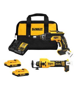 DWTDCK265D2 image(0) - DeWalt 20V MAX XR Brushless Drywall Screwgun and Cut-Out Tool Combo Kit (2.0Ah)