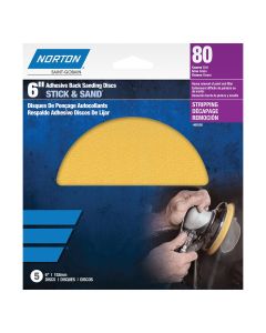 NOR00352 image(0) - Norton 00352 H290 Series Stick and Sand Disc, 6 in, P40 Grit, Aluminum Oxide, PSA Attachment