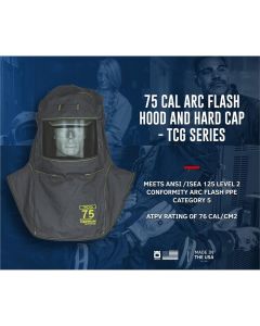 OBRTCG75-CC image(0) - OBERON Hood with Hard Cap - Arc Flash - 75 Cal TCG - Canadian - Color: Black - Window: True Color Grey (TCG)