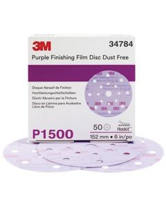 MMM34784 image(0) - 3M 34784 260L Series Dust Free Abrasive Disc, 6 in Dia, P1500 Grit, Hook and Loop, Purple