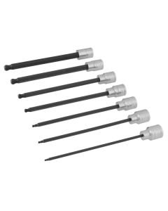 WLMW38750 image(0) - Wilmar Corp. / Performance Tool 7 pc. 3/8" Dr. SAE Hex Bit Set