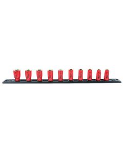 WIH31393 image(0) - Wiha Tools 1/4" Square Drive Socket Set on rail Includes Insul. Sockets 5, 6, 7, 8, 9, 10, 11,12, 13, 14mm