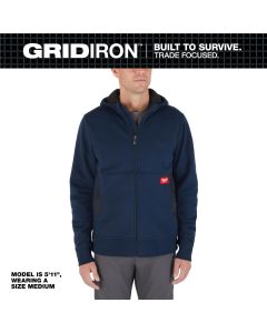 MLWM250U-XL image(0) - Milwaukee Tool GRIDIRON Full-Zip Hoodie- Blue- XL