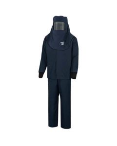 OBRLNS4B-ES-M image(0) - OBERON Suit Kit - Arc Flash - 40 Cal LAN - Comes with Hood with Hard Cap, Coat and Bib Overalls - With Escape Strap  - Color: Navy Blue - Size: Medium