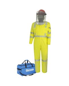 OBRTCG10-CKE-HVY-2XL image(0) - OBERON Suit Kit - Arc Flash - 10 Cal TCG - Comes with Hard Cap and Face Shield, Balaclava, Coveralls, and Storage Bag - Color: Hi-Vis Yellow - Size: 2XL