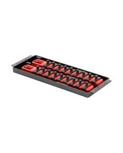 ERN8552 image(0) - Ernst Mfg. 2 Rail Universal Twist Lock Socket Tray 8", Red, with 18) 1/4" Socket Clips