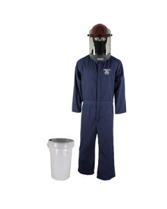 OBRTCG2P-BKT-NB-5X image(0) - OBERON Bucket Kit - Arc Flash - 12 Cal TCG2P - Comes With Coveralls, Hard Cap, Face Shield, Balaclava & Storage Bucket - Color: Navy Blue - Size: 5XL
