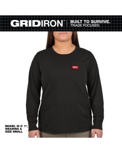 MLWF551B-2X image(0) - Milwaukee Tool Womens GRIDIRON Pocket T-Shirt - Long Sleeve Black 2X