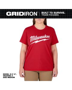 MLWF453R-XS image(0) - Milwaukee Tool Women's GRIDIRON Logo Tee - Short Sleeve -  Red -  XS