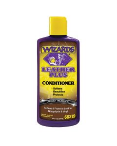 WZP66319 image(0) - Wizards Products Leather Plus 66319 Leather Conditioner, 8 oz Bottle, Off-White to Yellow, Viscous Liquid
