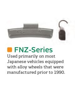 PWWFN045Z image(0) - Wegmann Automotive 45 g Zinc Coated Clip-on FNZ Orange Series Wheel Weight (Box of 25)