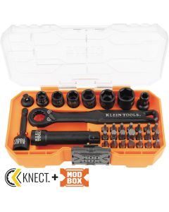 KLE65300 image(0) - Klein Tools KNECT 1/4-Inch Drive Impact-Rated Pass Through Socket Set, 32-Piece