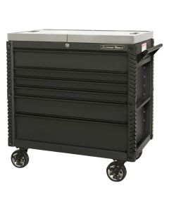 EXTEX4106TCSMBBK image(0) - Extreme Tools EX Professional Series 41 Inch 6 Drawer Sliding Top Tool Cart  with stainless steel work surface - Matte Black With Black Drawer Pulls